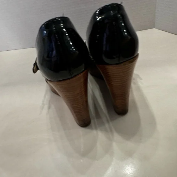 Black Mary Jane Wedge Shoes - Picture 6 of 10